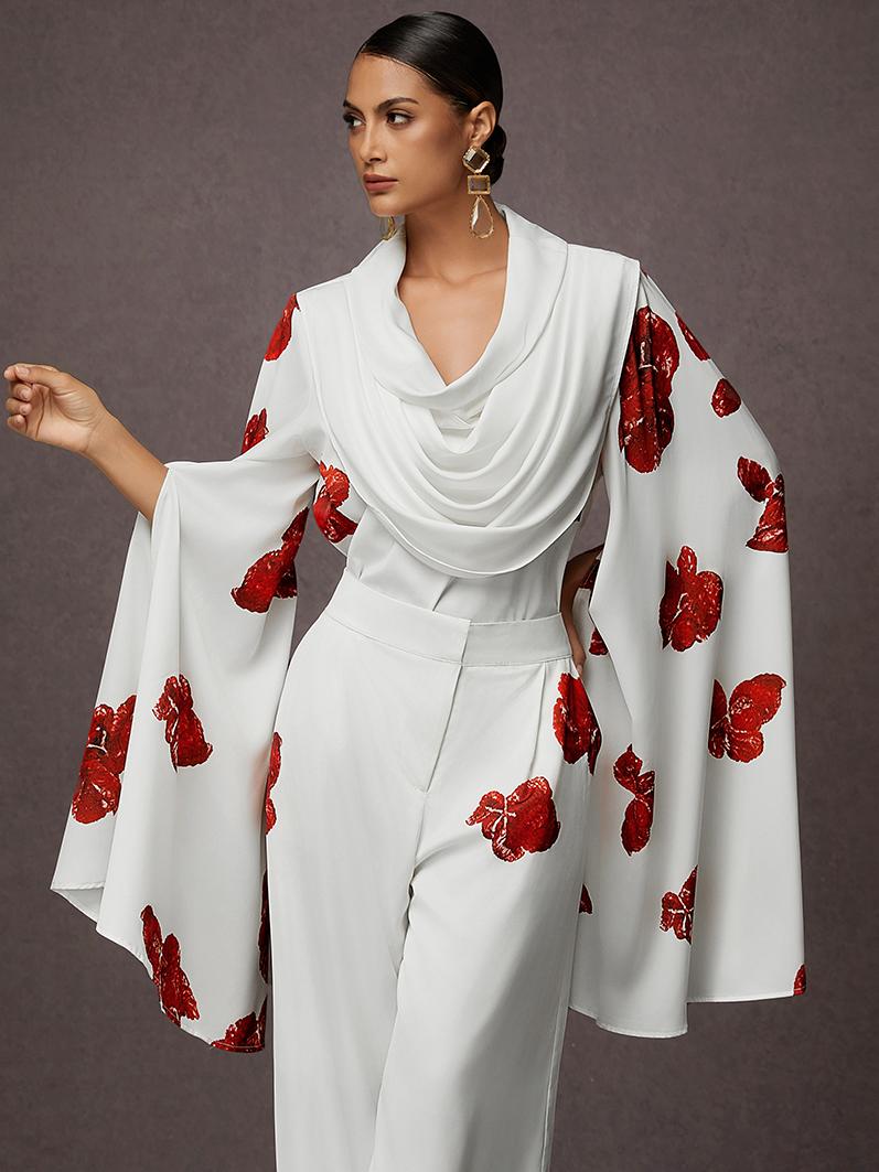 Women Split Sleeve Floral Loose Elegant Blouse | Blouses & Shirts