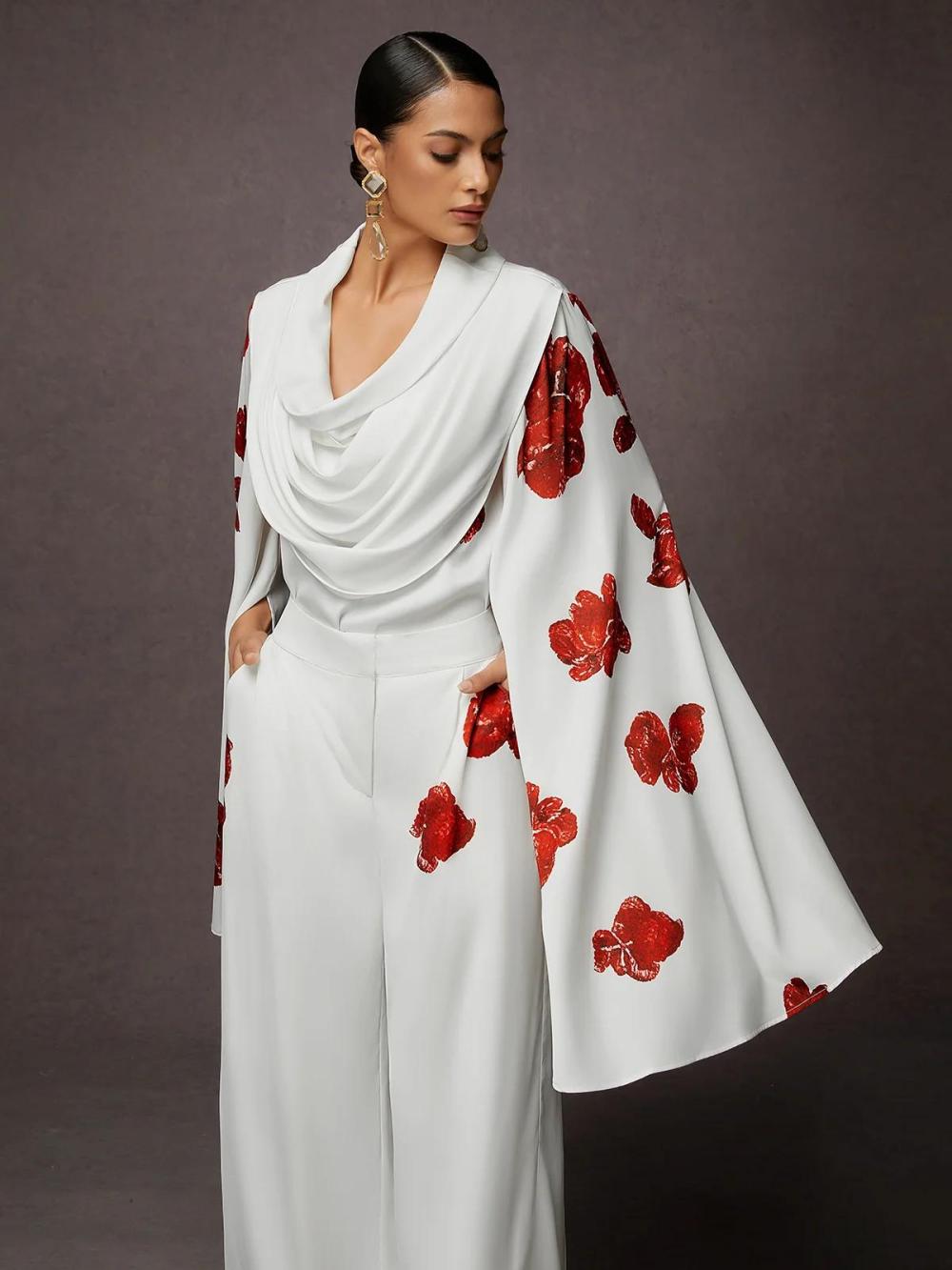 Women Split Sleeve Floral Loose Elegant Blouse | Blouses & Shirts