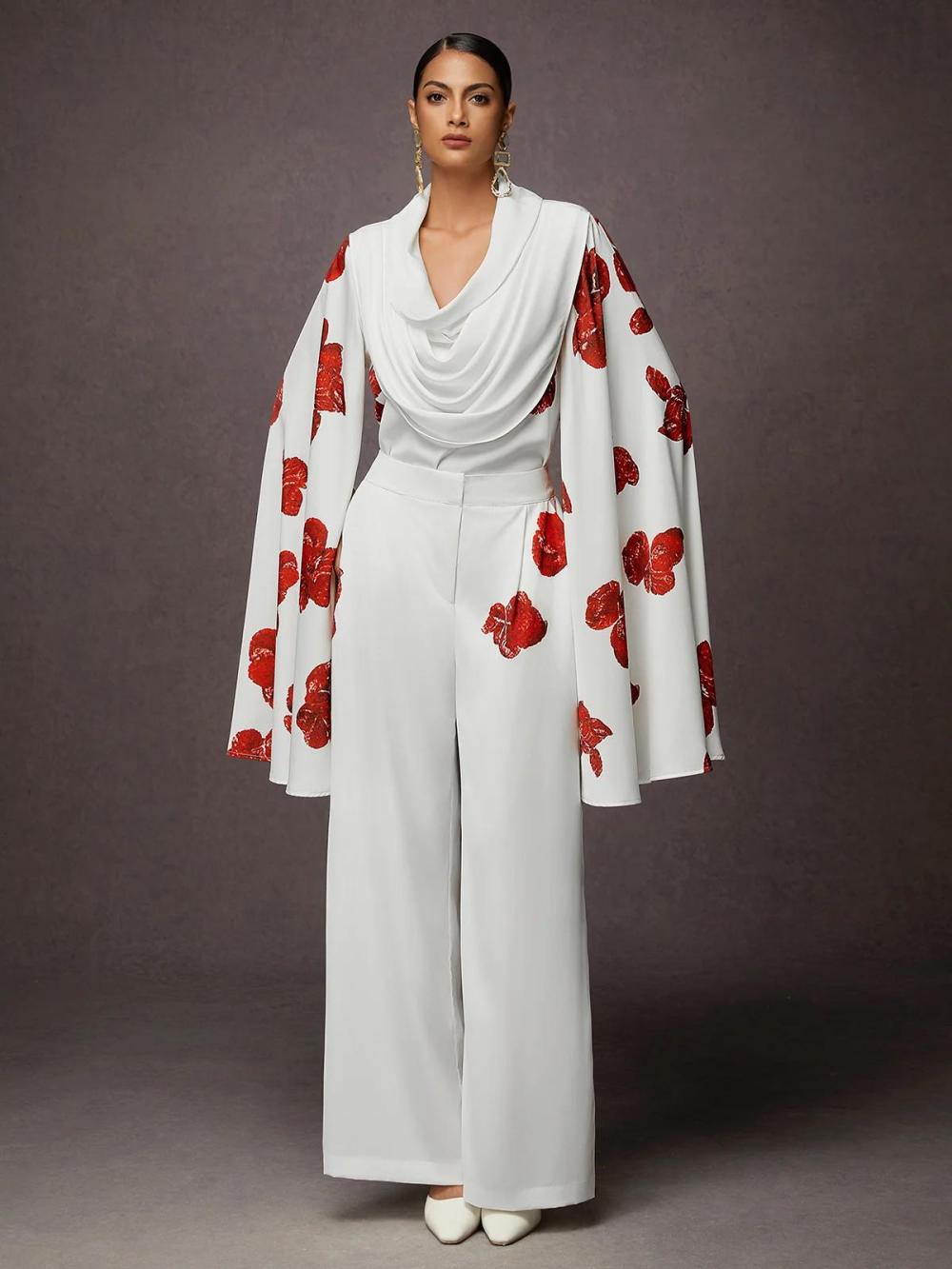 Women Split Sleeve Floral Loose Elegant Blouse | Blouses & Shirts