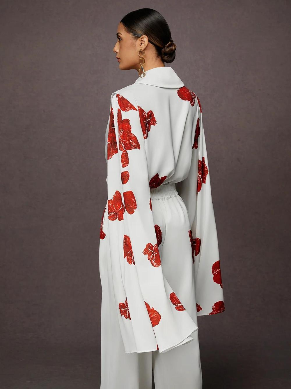 Women Split Sleeve Floral Loose Elegant Blouse | Blouses & Shirts