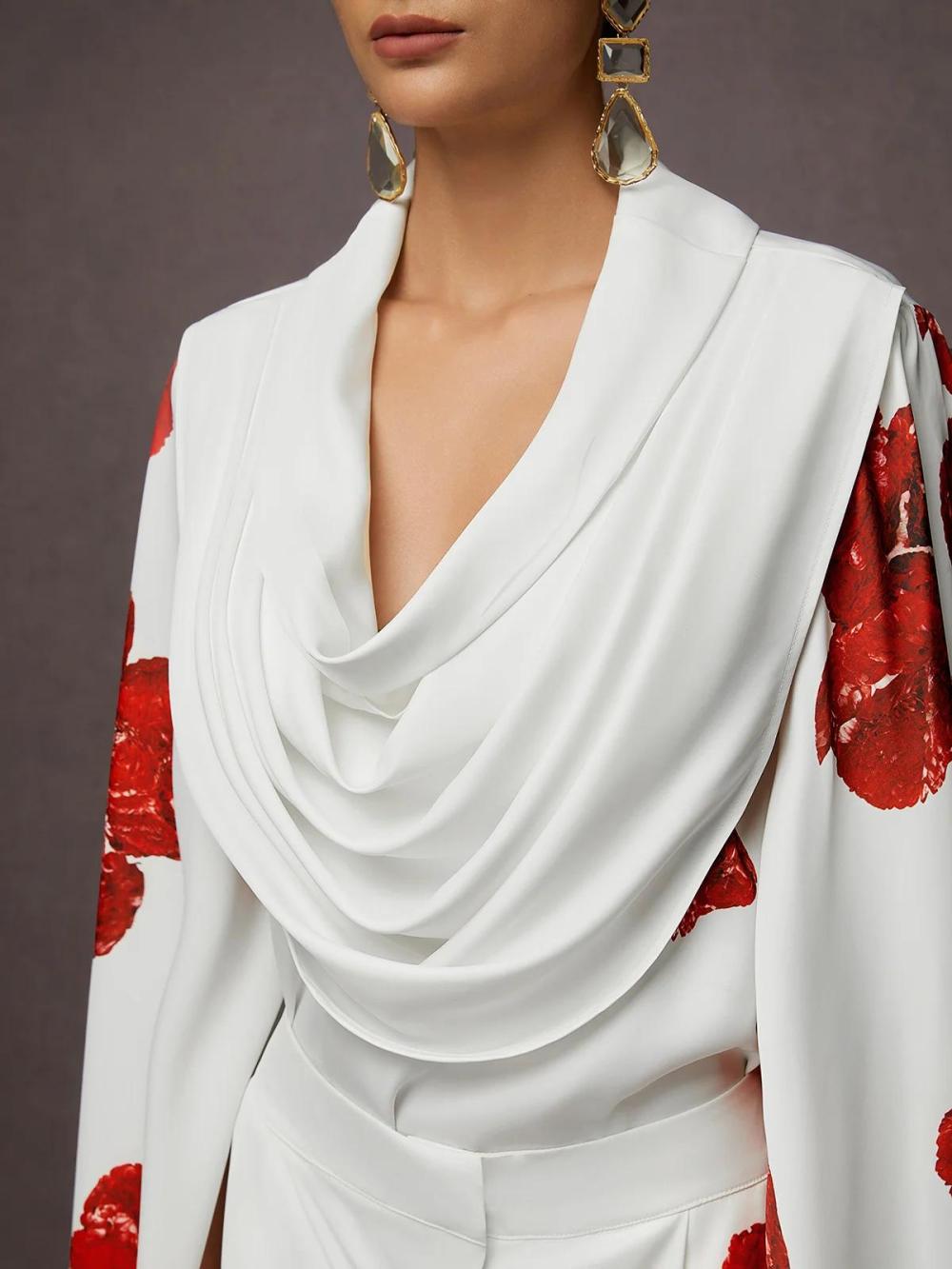 Women Split Sleeve Floral Loose Elegant Blouse | Blouses & Shirts