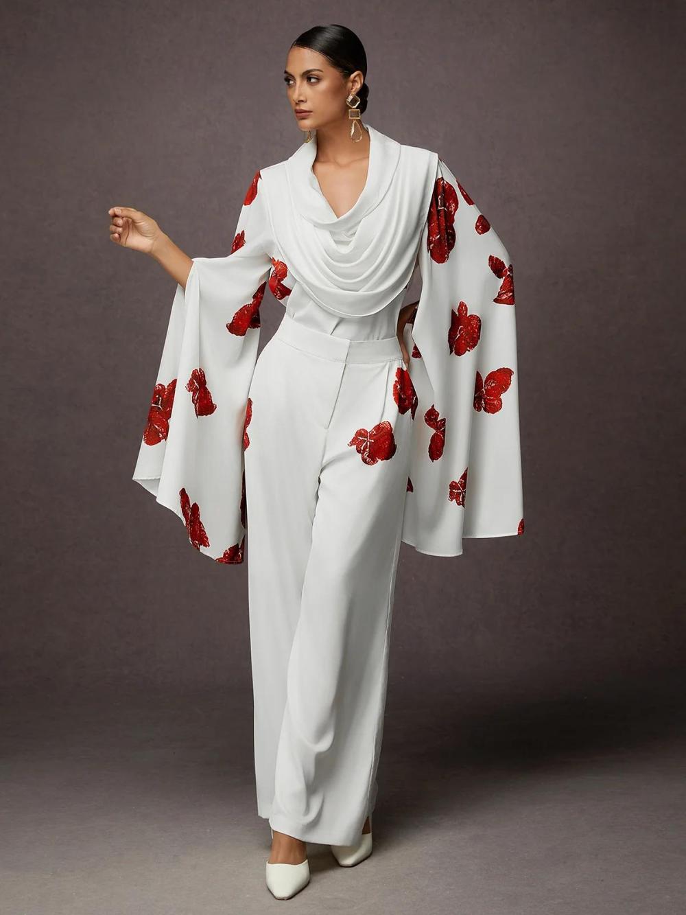 Women Split Sleeve Floral Loose Elegant Blouse | Blouses & Shirts